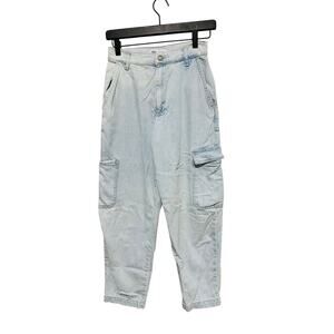 ZARA Light Wash Cargo Pocket Sides Loose Fit Jeans Size Extra Small